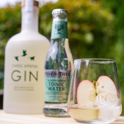 gin glass sliced apple tonic water-bison grass serving suggestion